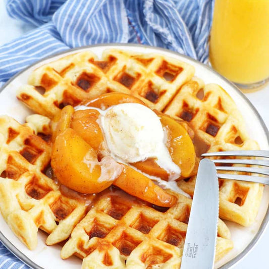 Famous Waffle Topped /Peach Cobbler