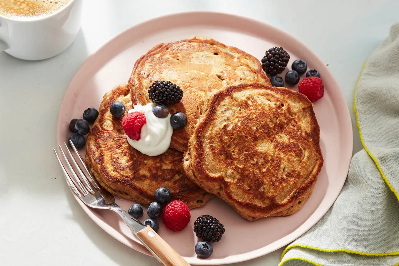 Banana Protein Pancakes & Fruit