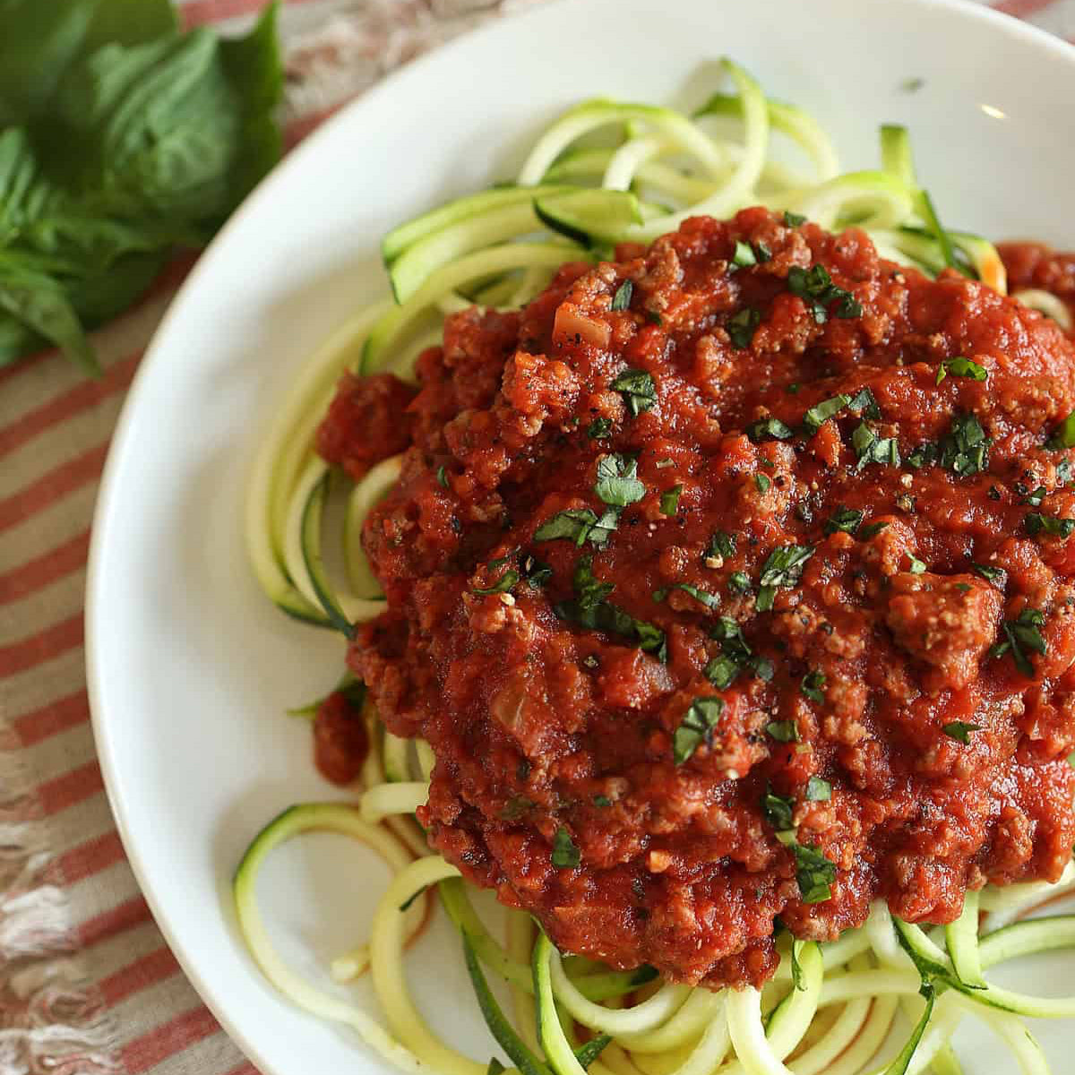 Bolognese over Zucchini